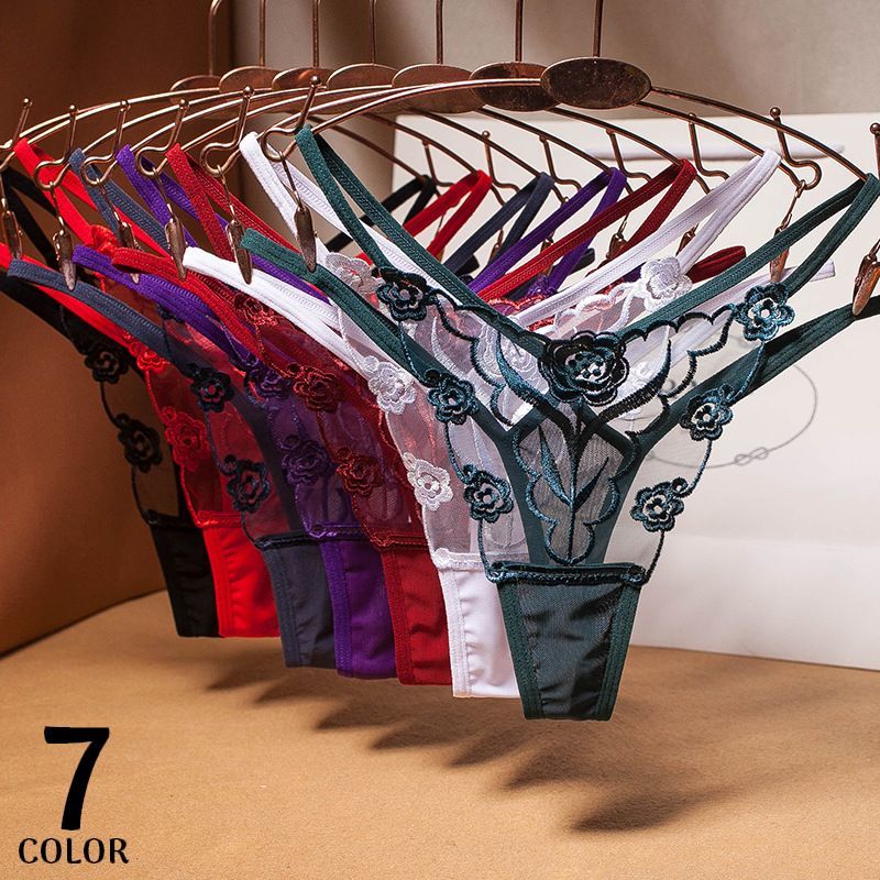 送料無料 Tバックショーツ Gストリング レディース 大きいサイズ レース 花柄刺繍 セクシーランジェリー 下着 シースルー ローライズ ヒップハンガー ヒップ...