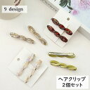 送料無料 ヘアクリップ 2個セット 2個組 ヘアピン ヘアアクセサリー レディース 女性 婦人 髪留め 髪飾り べっ甲風 オーロラ 捻じり ツイスト チェーン ...
