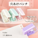 送料無料 穴あけパンチ 1穴 単穴 文具 事務用品 文房具 6mm ミニサイズ 小型 コンパクト 紙用 携帯 持ち運び かわいい シンプル ピンク ベージュ パープル グリーン