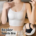 送料無料 スポーツブラ レディース 女性用 インナー 単品 ハーフトップブラ ノンワイヤー ブラジャー パッド付き 取り外し可能 シンプル リブ おしゃれ 運動 ヨガ 筋トレ ランニング ジョギング マラソン 女の子 婦人用