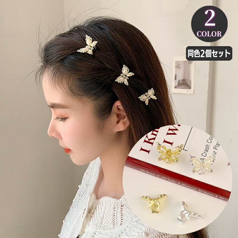 送料無料 ヘアクリップ ミニバンスクリップ 同色2個セット ヘアアクセサリー レディース 小さめ プチ 蝶 チョウ 髪留め 髪飾り ヘアアレンジ 前髪 大人可愛...