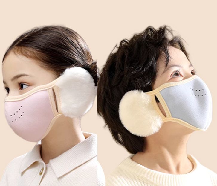 motto-mottoの送料無料 耳当て一体型マスク 耳あて 耳カバー マスク 一体型 イヤーマフ キッズ 子供 あったか 暖かい 防寒グッズ ウォーマー イヤーウォーマー 通学 通気性 寒さ対策 防風｜アングル3