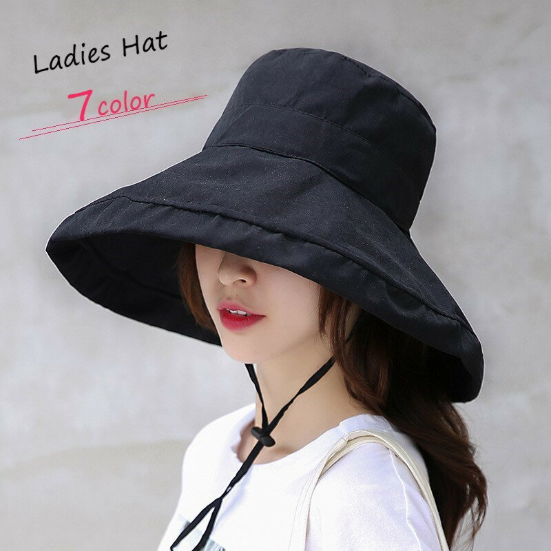 送料無料 つば広帽子 女優帽 レディース 女性 ハット ファッション雑貨 大きめ 顎ひも付き 折りたたみ..