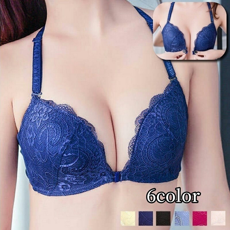 送料無料 ノンワイヤーブラ 3/4カップ ブラジャー 下着 女性用 レディース 婦人 フロントホック 花柄 レース おしゃれ かわいい 上品 エレガント デイリー 普段使いのサムネイル