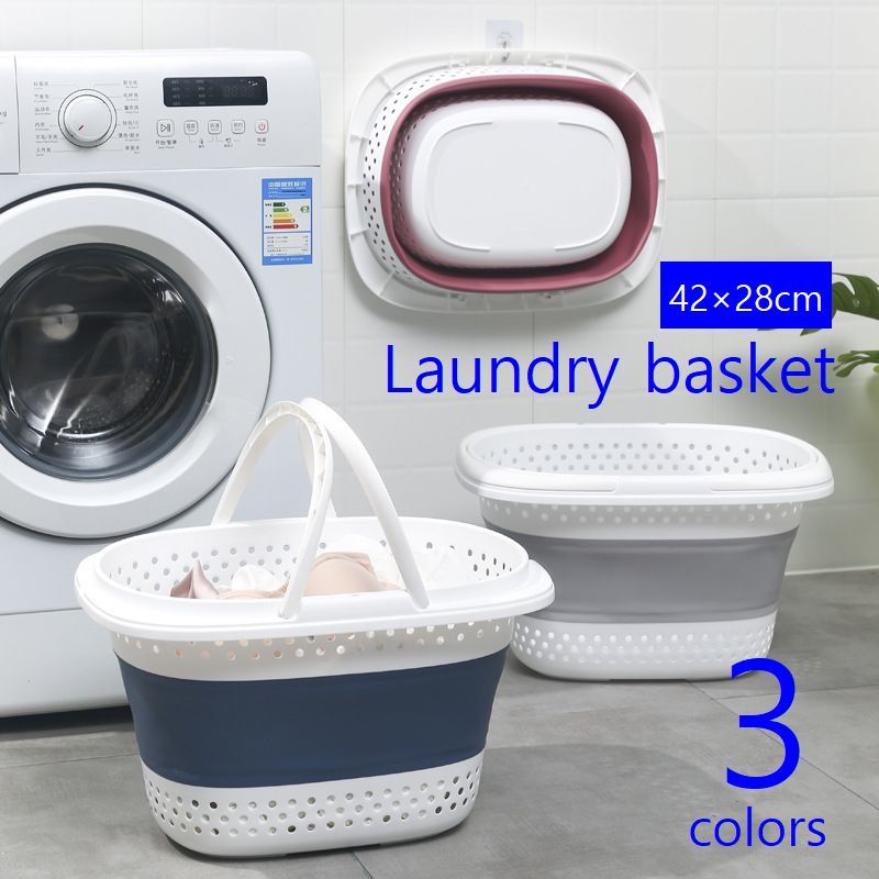 送料無料 ランドリーバスケット 折りたたみ 洗濯カゴ 四角 スクエア 42×28cm 通気性 パンチングホール ..