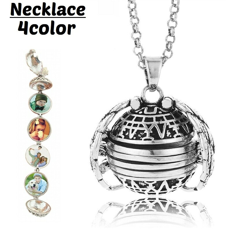 送料無料 ネックレス ペンダント ロケット レディース アクセサリー アンティーク風 レトロ 球体 円 丸 写真 チェーン ロング プレゼント ギフト 贈り物 ...