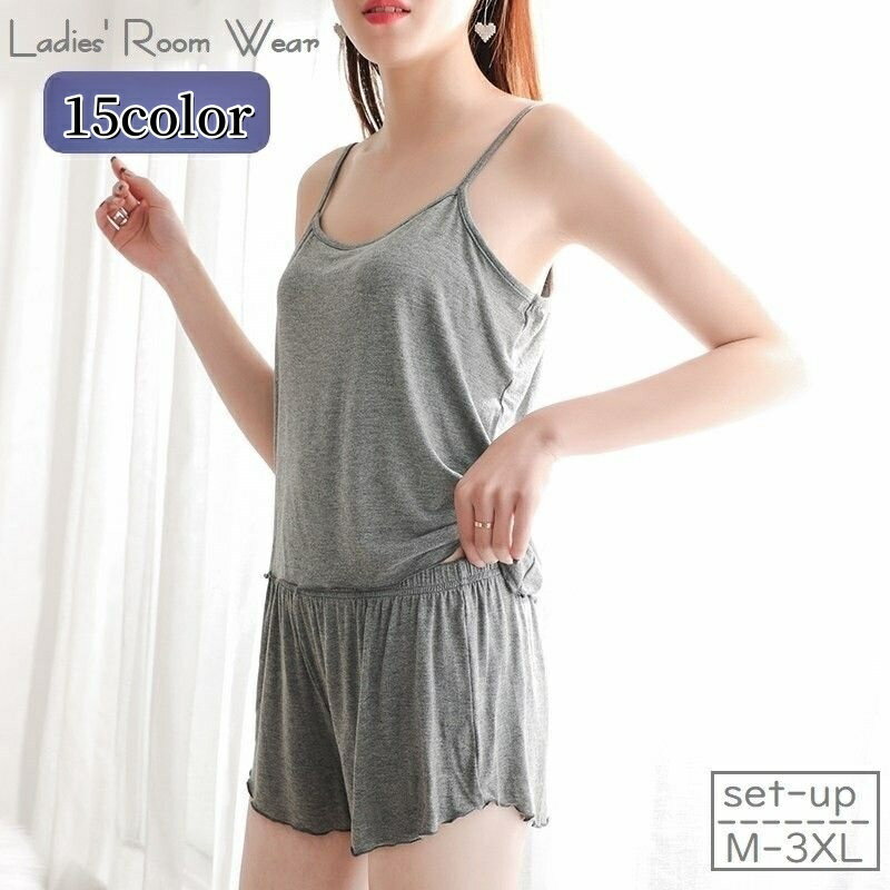 送料無料 キャミソール ショーツ 上下セット ショートパンツ ルームウェア レディース 女性 大きいサイズ ゆったり 婦人 トップス ボトムス インナー 2点セ...