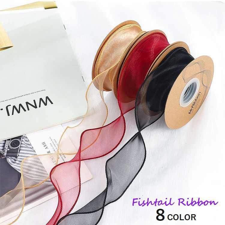 送料無料 フィッシュテールリボン 4cm幅 ラッピング用品 プレゼント ギフト 贈り物 誕生日 パーティー 手芸 ハンドメイド ハンドクラフト DIY 白 ピン...