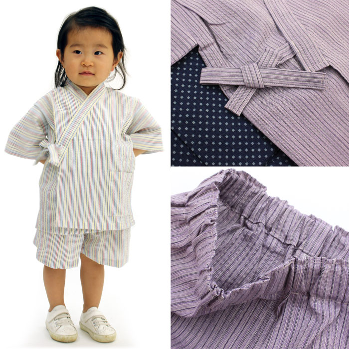 【安全安心の日本製】阿波しじら織 甚平 子供用（小：90〜100cm） しじら織 甚平 ...
