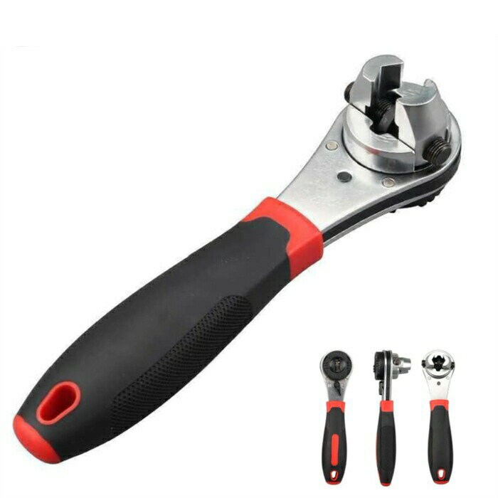 【送料無料】調節可能なラチェットレンチ 手持ち式高炭素鋼 6-22mm 調節可能なレンチ 滑り止めハンドル&収納用吊り下げ穴付き 手動工具