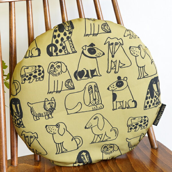 【マラソン期間当店P5倍】リサラーソン ラウンドクッションφ35cm スケッチドッグ(中綿付き)【店頭受取も可 吹田】 [2]