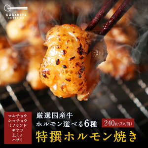 6種から選べる厳選国産牛特撰ホルモン焼き(240g/約2人前) バーベキュー 焼肉 ホルモン 牛ホルモン 焼肉セット 小腸 丸腸 お取り寄せ テレビ ご飯のお供 マルチョウ シマチョウ ミノ ギアラ 上ミノ ハラミの画像