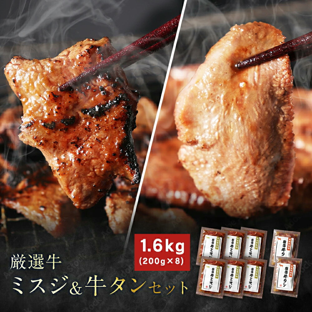 ★ポイント5倍★ 【衝撃の6,999円】厳選牛ミスジ＆牛タンセット 合計1.6kg（牛ミスジ200g ...