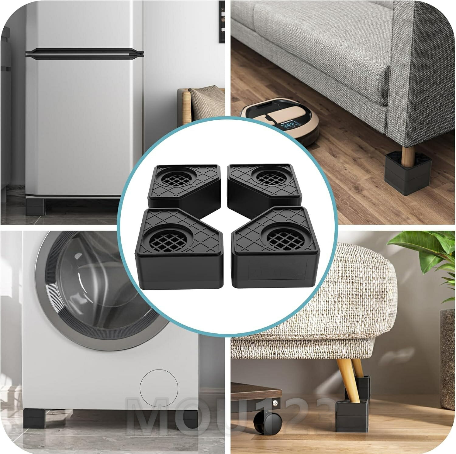 洗濯機 高さ調節 かさ上げ台 防振 防音 乾燥機 冷蔵庫 底上げ 足上げ 滑り止め 傷防止 4個入り ゴム 掃除 引っ越し マット