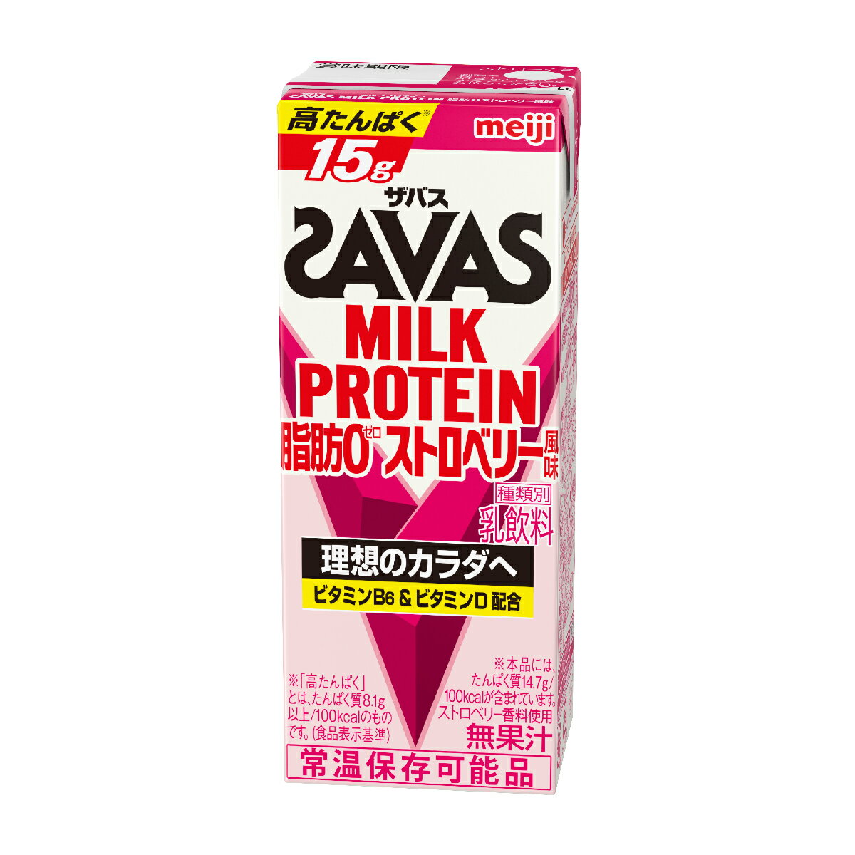 【4ケース】【あす楽】明治 SAVAS（ザバス）MILK PROTEIN（ミルクプロテイン） 脂肪0 ストロベリー風味 200ml×96本入り meiji【送料無料】【代引き不可】