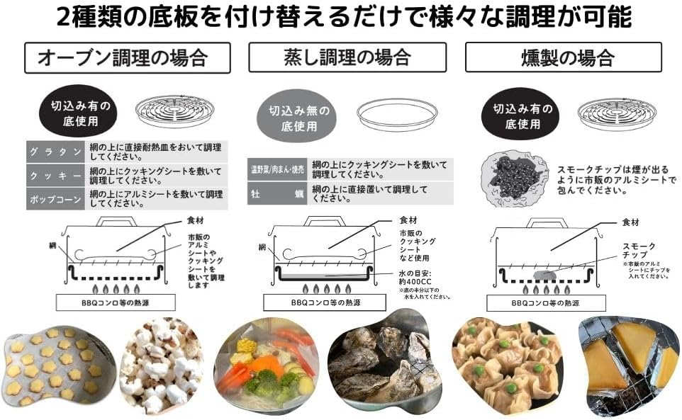 送料無料　尾上製作所(ONOE) 万能調理器 BT-245 単品・セット オーブン調理 蒸し調理 燻製 七輪 卓上コンロ バーベキューコンロ キャンプ用品 アウトドア 調理器具 mount-plus-10014121 Mount Plus サンプル画像3