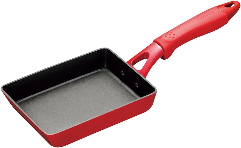 Rakuten - 送料無料　京セラ IH対応 フライパン 玉子焼き器 13×18cm CFF-EA-BRD セラミック 加工 ふっ素 ダイヤモンド 樹脂加工 油使用 中火以下 オール熱源対応 レッド