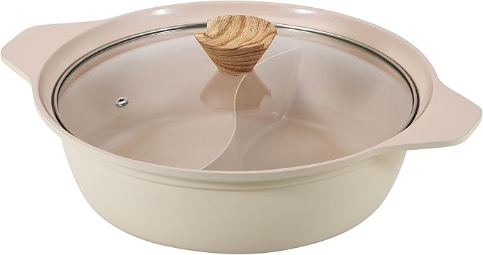 送料無料　パール金属 鍋 卓上鍋 二色鍋26cm 内面セラミック加工 IH対応 ガス火対応 ガラス蓋付 フィオーレ HC-916