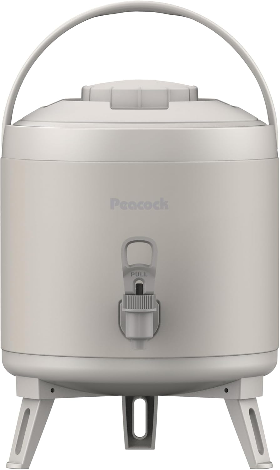 乐天商城 - 送料無料　ピーコック魔法瓶工業 ピーコック ウォータージャグ 6.1L　INP-60 LH 日本製 保冷 保温 洗いやすい 広口 保冷力 保温力 大容量 軽量 キーパー 注ぎやすい レバー式 ジャグ ライトグレー