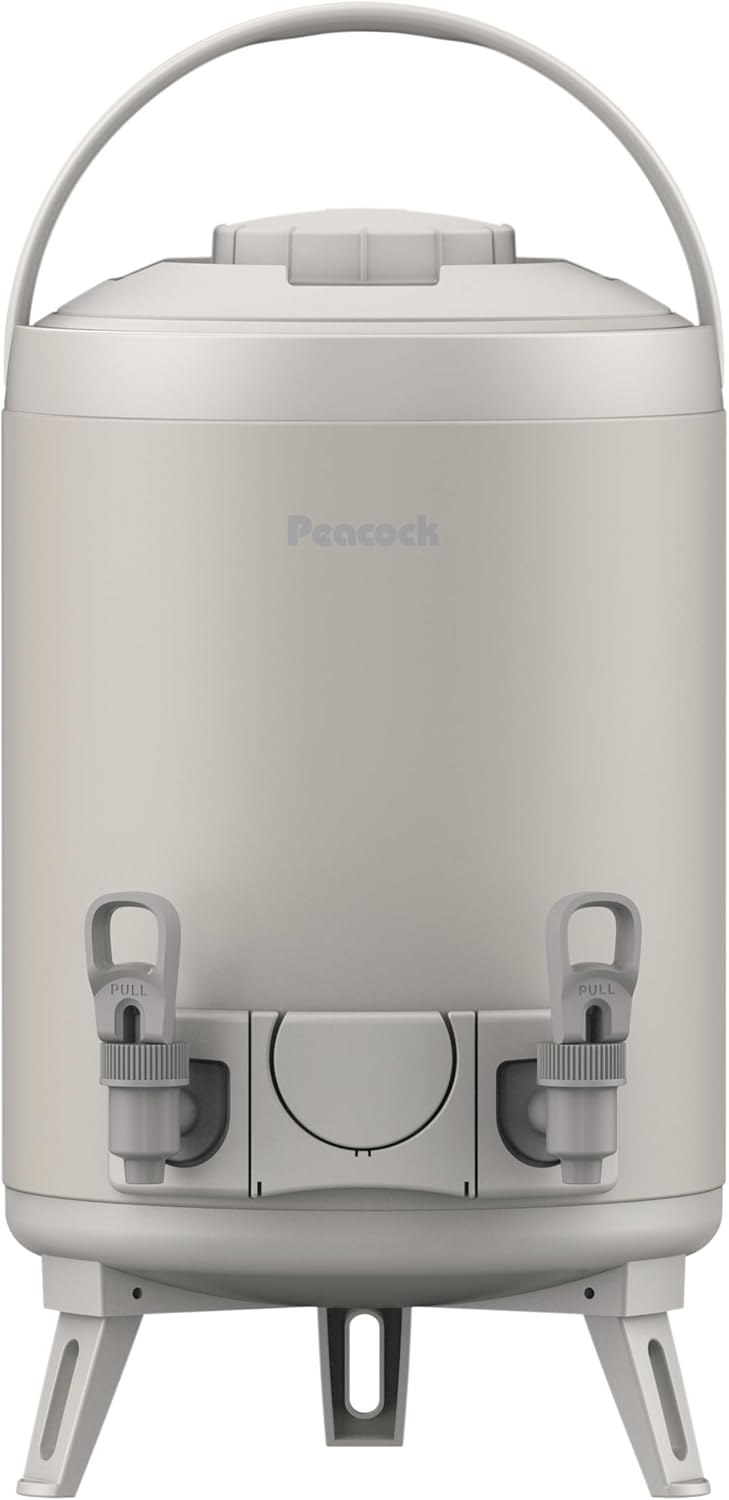 乐天商城 - 送料無料　ピーコック魔法瓶工業 INP-W100 LH ピーコック ダブルコック ウォータージャグ 9.5L 日本製 保冷 保温 洗いやすい 広口 保冷力 保温力 大容量 軽量 キーパー 注ぎやすい レバー式 ジャグ ライトグレー