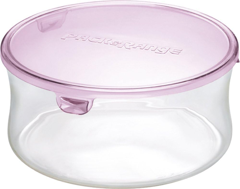 Rakuten - □送料無料□　iwaki(イワキ) パック&レンジ ピンク 丸型 容量380ml φ11×H5.5cm KT7401-P 保存容器 耐熱容器 キャニスター 耐熱ガラス 電子レンジ可 食洗器可
