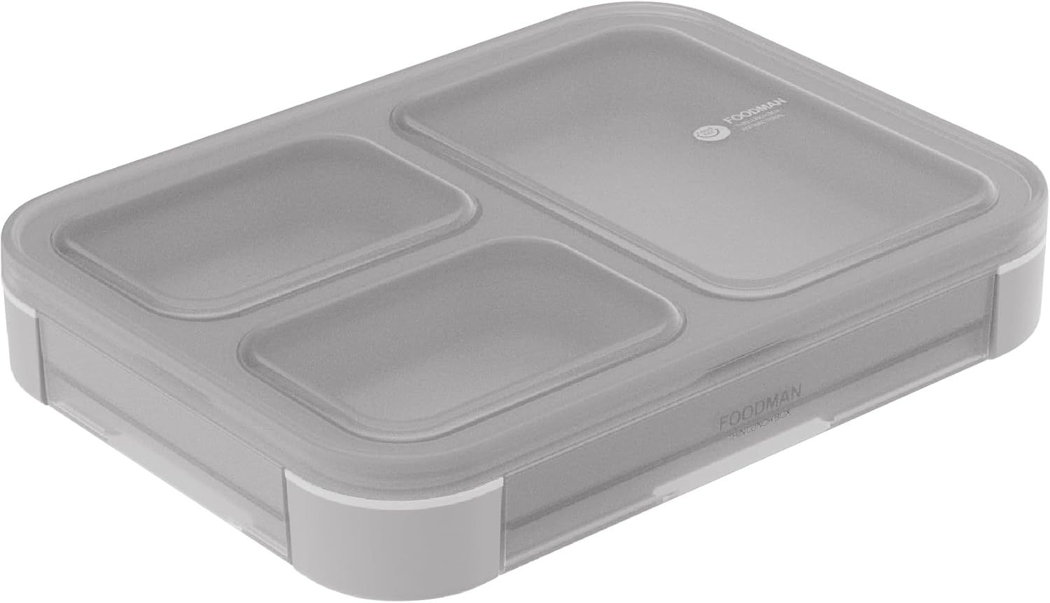 Rakuten - □送料無料□　フードマン 弁当箱 立てて運べる 薄型弁当箱 700ml 抗菌仕様 [アッシュグレー] 4点ロックでしっかり固定 Wシーリングで汁漏れしにくい 抗菌フードマン700 FOODMAN
