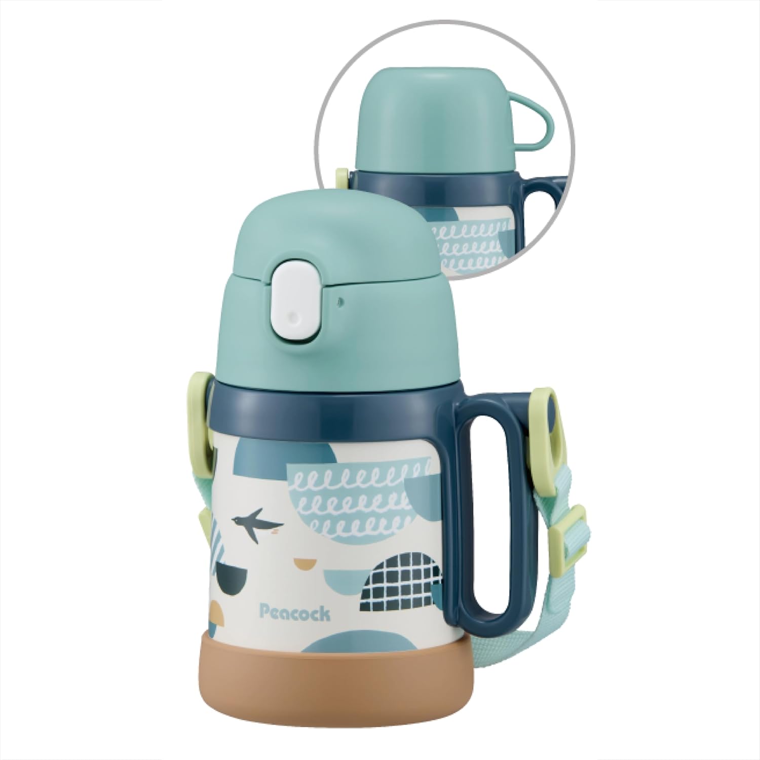 乐天商城 - 送料無料　ピーコック魔法瓶工業(The-peacock) ピーコック 水筒 ボトル 400ml 360ml 保温 保冷 ストロー ダイレクト 2WAYボトル ステンレス 魔法瓶 ウミ ASK-W41 UM