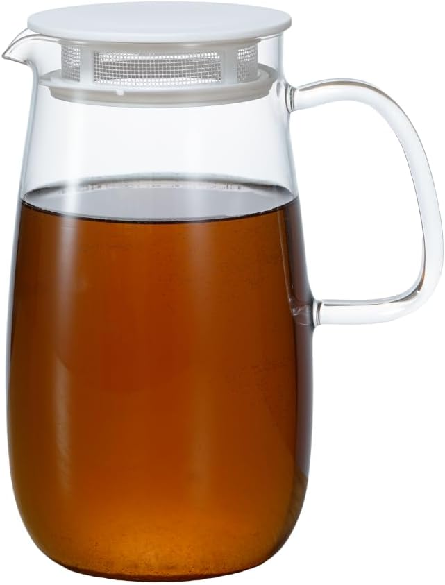 乐天商城 - 送料無料　HARIO(ハリオ) レンジでかんたん 麦茶ポット むぎちゃん 1000mL 電子レンジ(庫内19cm以上)対応 食洗機対応 耐熱ガラス ホワイト 日本製 XMP-1000-W