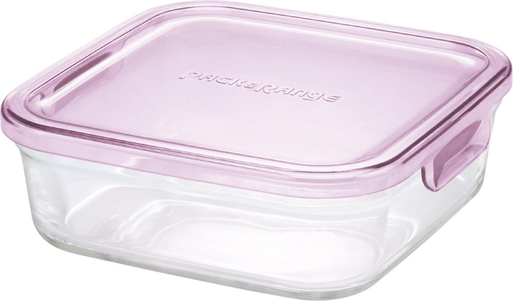 Rakuten - □送料無料□iwaki イワキ 耐熱ガラス 保存容器 ピンク 角型 M 800ml パック&レンジ KC3247N-P