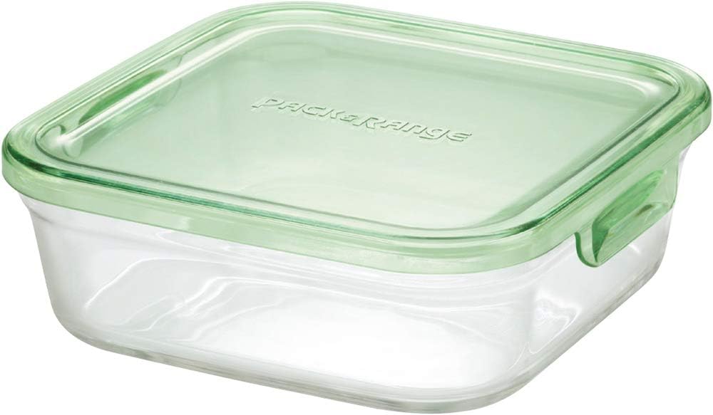 Rakuten - □送料無料□　iwaki イワキ 耐熱ガラス 保存容器 グリーン 角型 M 800ml パック&レンジ KC3247N-G