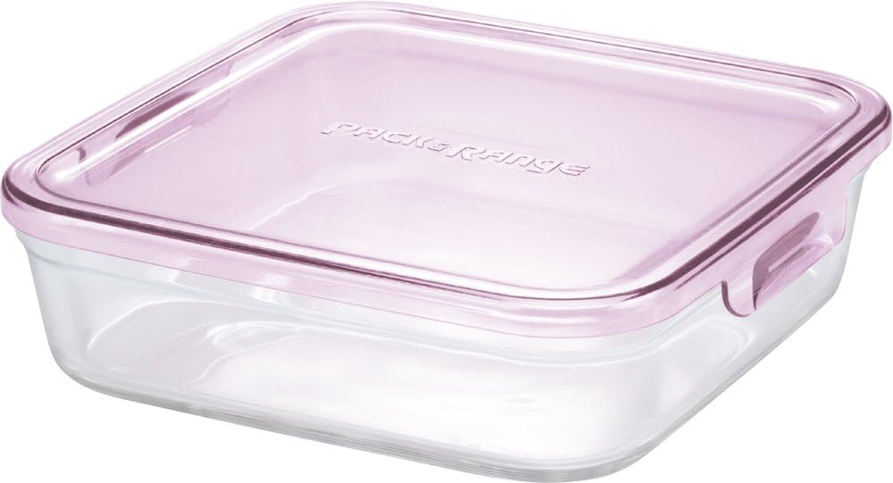 Rakuten - □送料無料□　iwaki イワキ 耐熱ガラス 保存容器 ピンク 角型 L 1.2L パック&レンジ KC3248N-P
