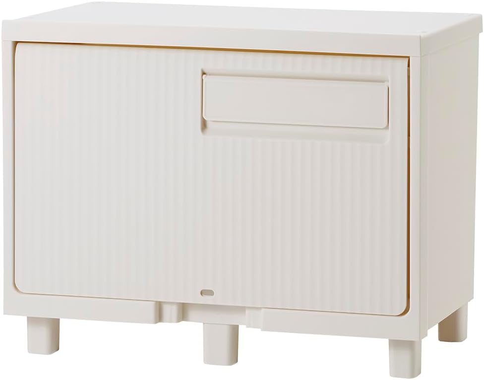 送料無料　天馬 宅配ボックス 屋外 防水 簡単組立 置き配ボックス 積み重ねても受け取れる 案内ステッカー 簡単設置【容量 58L】【サイズ 幅60×奥行37×高さ47cm】【カラー オフホワイト】