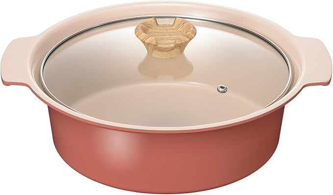 送料無料　和平フレイズ 卓上鍋 24cm 4～5人用 レッド IH対応 ガス セラミック加工 アルモンデ RB-3308