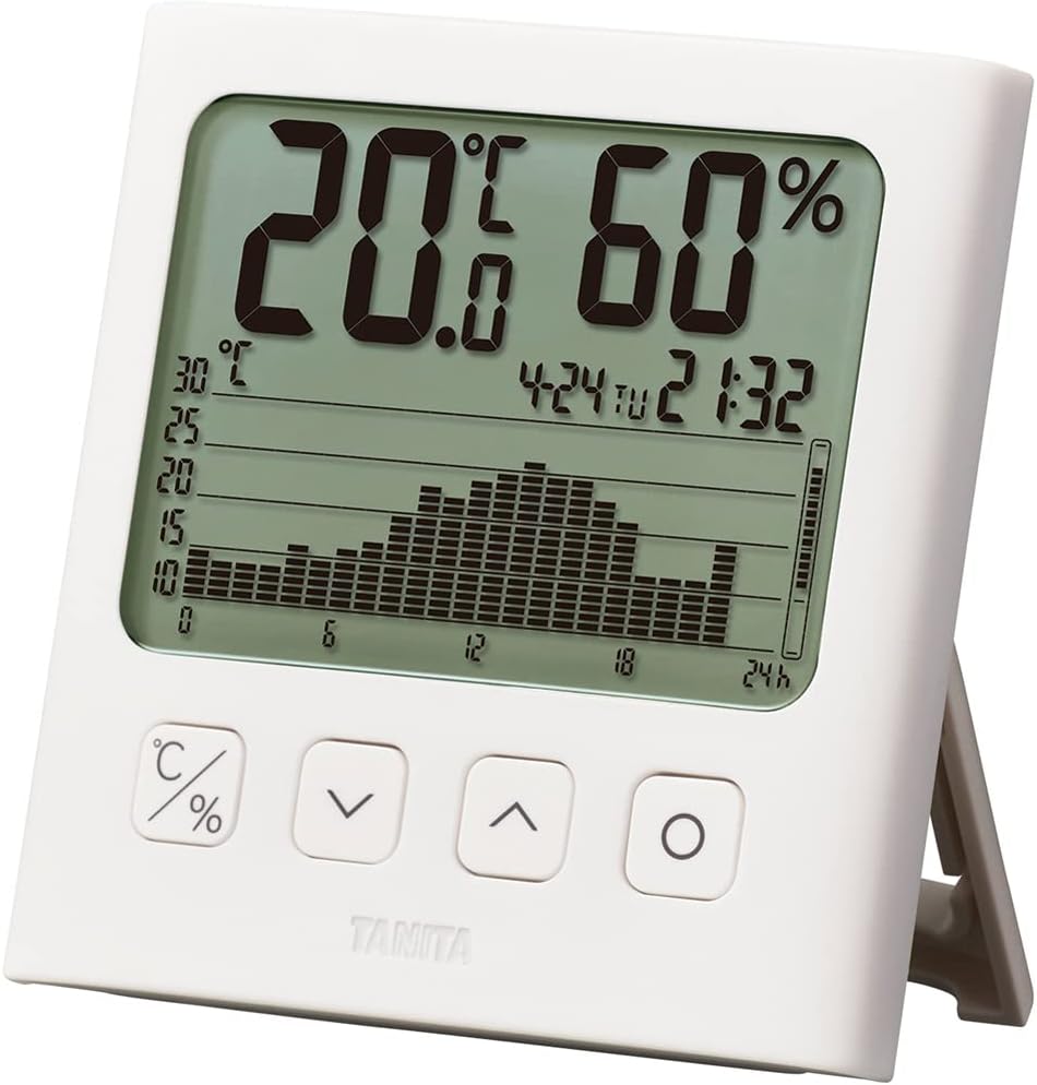 送料無料　タニタ 温湿度計 時計 カレンダー 温度 デジタル グラフ付 ホワイト TT-580 WH
