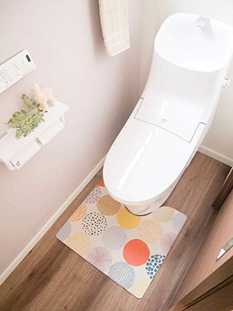 オカトー 拭ける 撥水 トイレマット ドット 55×60cm 抗菌 防臭 北欧風