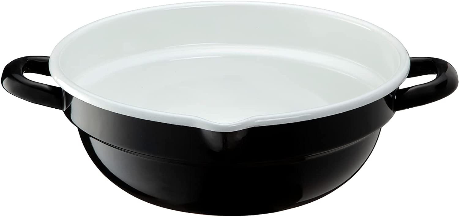 送料無料 高木金属天ぷら鍋 ホーロー IH対応 24cm ブラック ホワイト HT-24BW