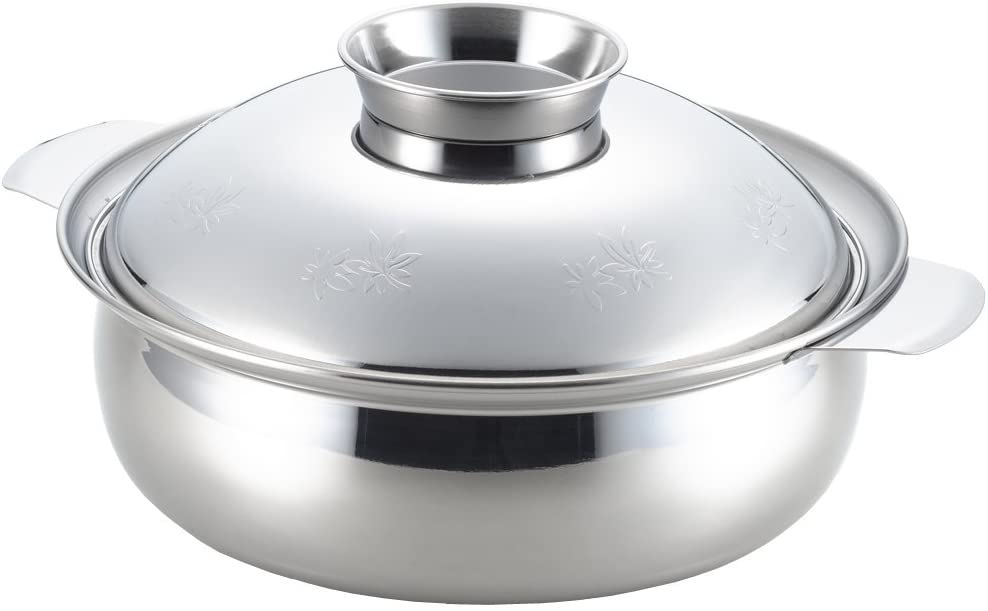 送料無料　ヨシカワ 土鍋風 ステンレス鍋 27cm IH対応 日本製 シルバー もみじ SJ1858