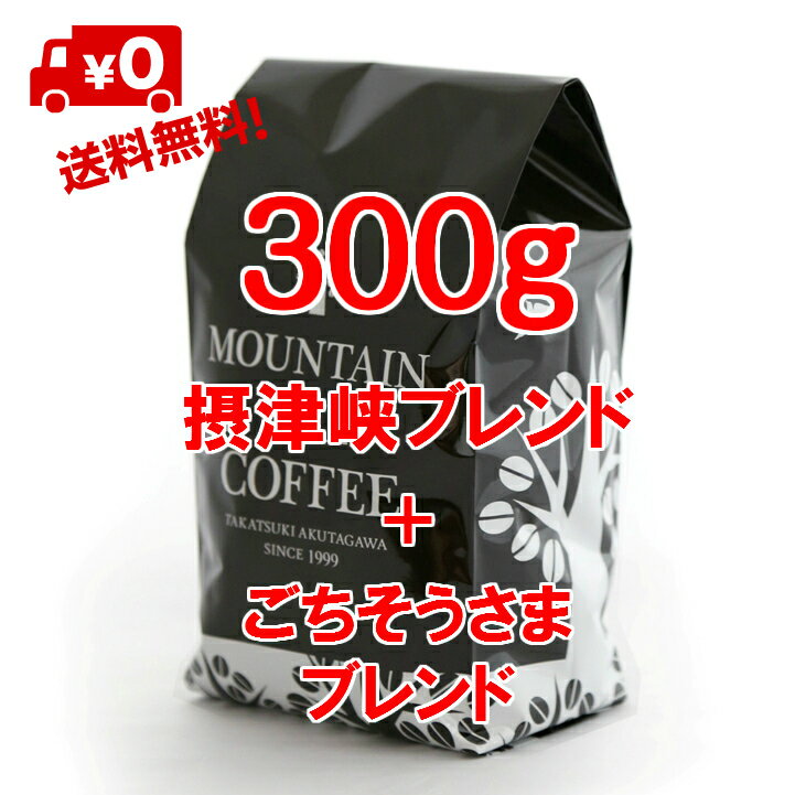 コーヒー豆 自家焙煎コーヒーマウンテン 摂津峡ブレンド 150g＋ごちそうさまブレンド 150g 渓谷でのキャンプで飲みたくなるおおらかな味のブレンド+20年間支持されるロングセラーのブレンド 2種類のすてきなコーヒーが楽しめます 2