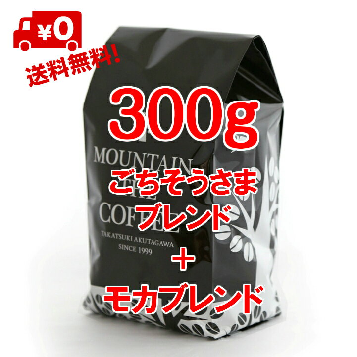 焙煎職人は国際特許出願中 送料無料 ごちそうさまブレンド 150g＋モカブレンド 150g 20年間支持されるロングセラーのブレンド +モカ、ブラジル、コロンビアのゴールデンブレンド 2種類のすてきなコーヒーが楽しめます 店頭受取対応商品 2