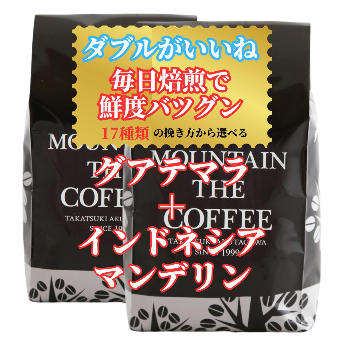 Rakuten - コーヒー豆 自家焙煎コーヒーマウンテン グアテマラ アルト・デ・メディナ農園＋インドネシア・マンデリン ウェルバランス+まろやかなコク！ 2種類のシングルコーヒーが楽しめます