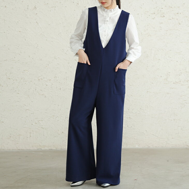 楽天市場】きれいめ（カラーネイビー）（オールインワン・サロペット