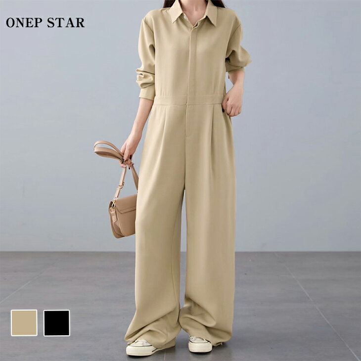 【2/27 55%OFF！よりどり3点購入クーポンで】シャツ風ジャンプスーツ レディース オールイン ...