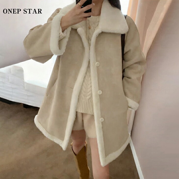 フェイクムートン風ボアコートレディ...