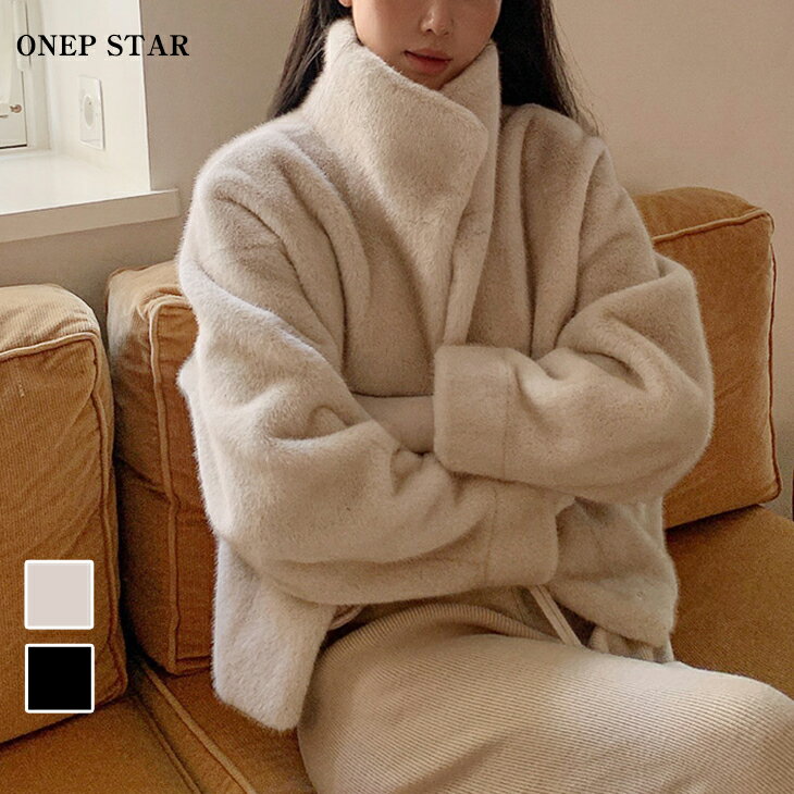 【2/21 50%OFF！2点購入クーポンで】ショート丈フェイクファージャケット レディース ブルゾン フェイクファー ハイネック 長袖 防寒 あったか 大人カジュアル 秋 冬 20代 30代 40代 50代 ワンピスター