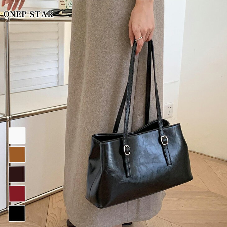 【11/30　50%OFFクーポン対象】スクエア型PUレザーバッグ レディース ハンドバッグ トート ベルトデザイン2WAY 大人カジュアル 高見え 通勤 通学 秋 冬 20代 30代 40代 50代 ワンピスター