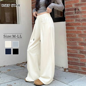 【新作50%OFF!クーポンで】ドロスト付きリラックスワイドパンツ レディース パンツ ワイド ドロスト ウエストゴム ポケット付き 着映え リラックス カジュアル 20代 30代 40代 50代 ワンピスター