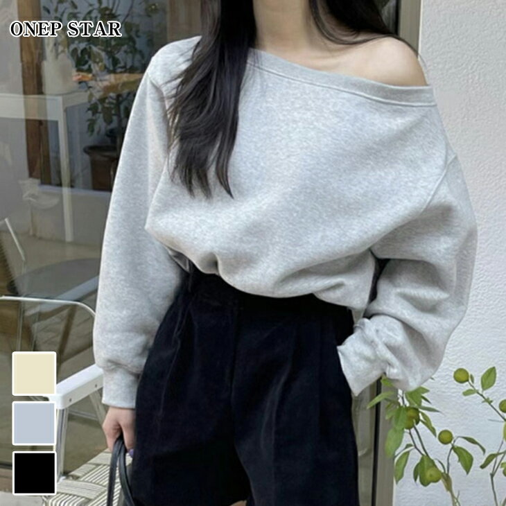 【1/13 55%OFF！3点購入クーポンで】オフショルダースウェットトップスレディース トップス  ...