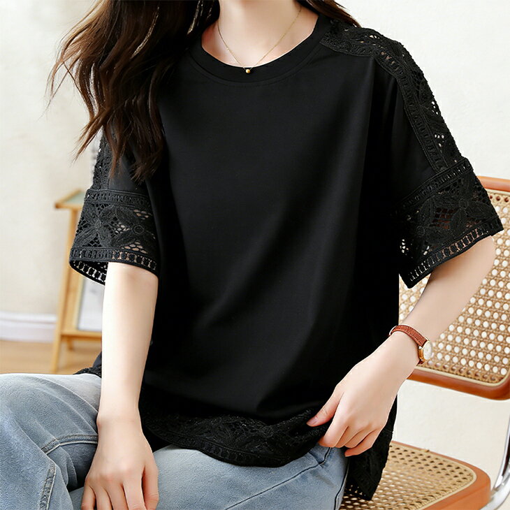 楽天市場】レース トップス（カラーブラック）（Tシャツ・カットソー