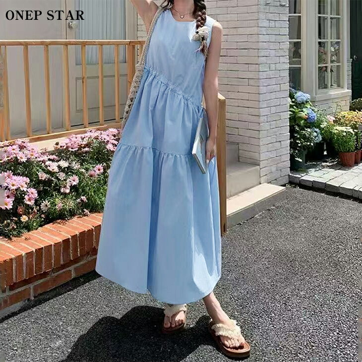 乐天商城 - 【6/20 50%OFF！12時間クーポンで】アシンメトリー×ティアードノースリーブワンピース レディース ワンピース ロング丈 ノースリーブ ティアード アシンメトリー 無地 春 夏 20代 30代 40代 50代 ワンピスター