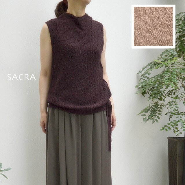 【60%OFFセール】SACRA(サクラ) サイドリボン ノースリーブニット SG537012